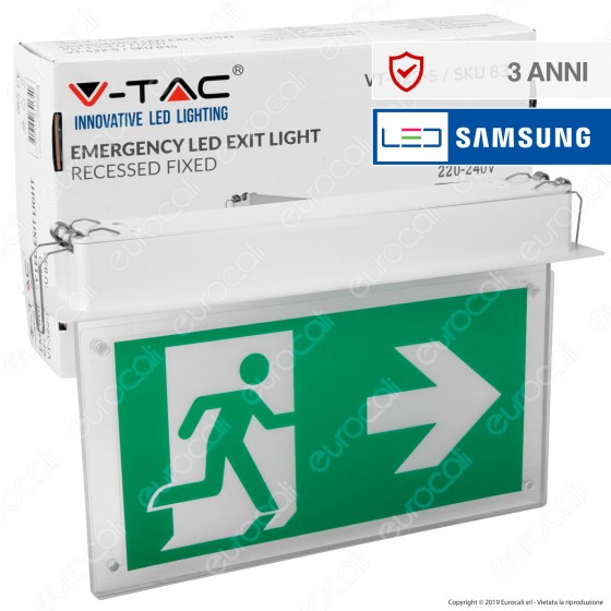V-Tac PRO VT-522-S Lampada LED da Incasso 140lm d'Emergenza Anti Black Out - SKU 835 V-Tac PRO VT-522-S Lampada LED da Incasso 140lm d'Emergenza Anti Black Out - SKU 835