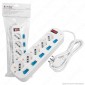 Immagine 1 - V-Tac Multipresa 5 Posti Colore Bianco con Interruttori Singoli e Generale e Protezione Ripristinabile - SKU 8738