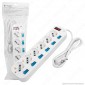 Immagine 1 - V-Tac Multipresa 6 Posti Colore Bianco con Interruttori Singoli e Generale e Protezione Ripristinabile - SKU 8739