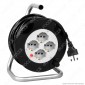Immagine 1 - V-Tac Prolunga Avvolgicavo Spina 16A e 4 Prese 10/16A Bipasso/Schuko Colore Nero 15 metri - SKU 8702