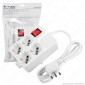 Immagine 1 - V-Tac Multipresa 4 Posti Colore Bianco con Interruttore Luminoso e Protezione Ripristinabile - SKU 8748