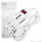 Immagine 1 - V-Tac Multipresa 3 Posti e 2 Prese USB Colore Bianco con Interruttore Luminoso - SKU 8745