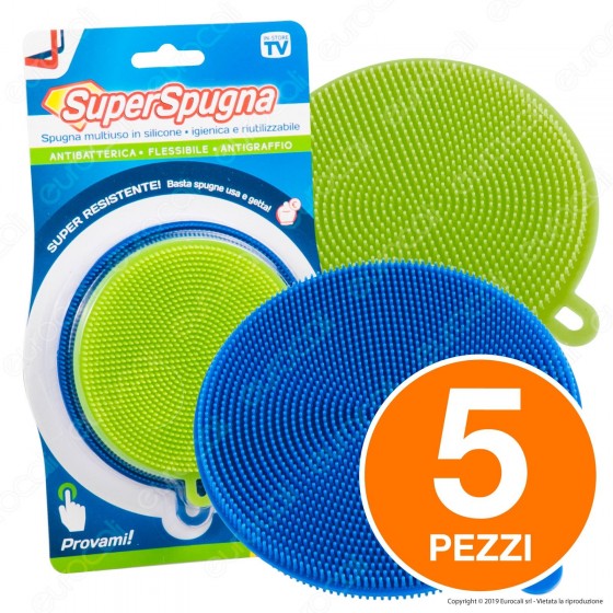 Kit 5 Super Spugna Intergross in Silicone Multiuso - 2 Confezioni da 2 Spugnette Kit 5 Super Spugna Intergross in Silicone Multiuso - 2 Confezioni da 2 Spugnette