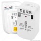 Immagine 1 - V-Tac Adattatore Singolo Universale con 2 Prese USB Colore Bianco - SKU 8704