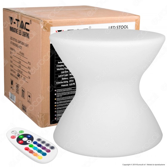 V-Tac VT-7810 Sgabello Multicolor LED RGB 3W Ricaricabile con Telecomando IP54 - SKU 40231 V-Tac VT-7810 Sgabello Multicolor LED RGB 3W Ricaricabile con Telecomando IP54 - SKU 40231