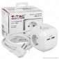 Immagine 1 - V-Tac Multipresa Salvaspazio 4 Posti e 2 Prese USB Colore Bianco - SKU 8800