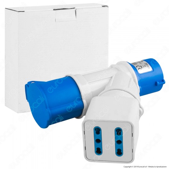 Ecova Multipresa Adattatore Spina e Presa CEE Industriale e 2 Prese Ecova Multipresa Adattatore Spina e Presa CEE Industriale e 2 Prese
