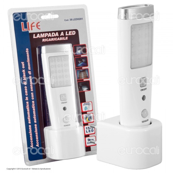 Life Lampada a LED con Funzione Torcia Lampada d'Emergenza e Sensore Life Lampada a LED con Funzione Torcia Lampada d'Emergenza e Sensore