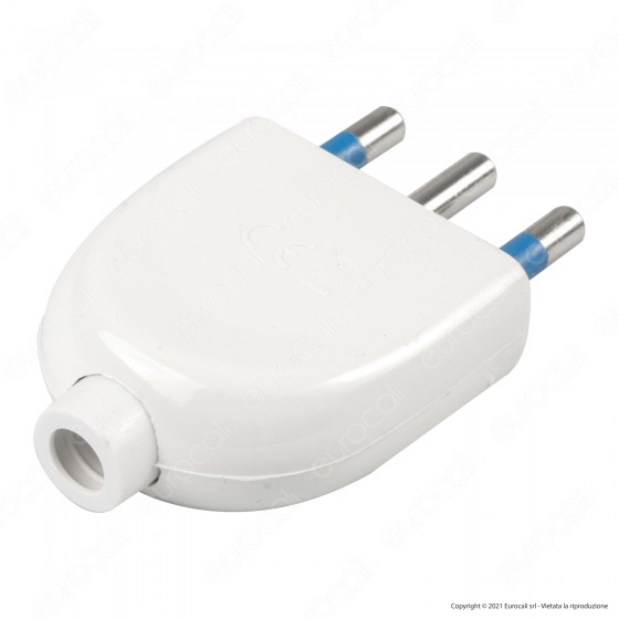 Ecova Spina Singola 16A 2P+T con Uscita Cavo Dritta Colore Bianco - Ecova Spina Singola 16A 2P+T con Uscita Cavo Dritta Colore Bianco -
